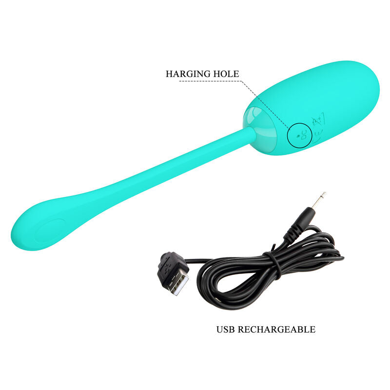 Pretty Love - Julius Vibrating Egg Waterproof-Rechargeable Aqua Green