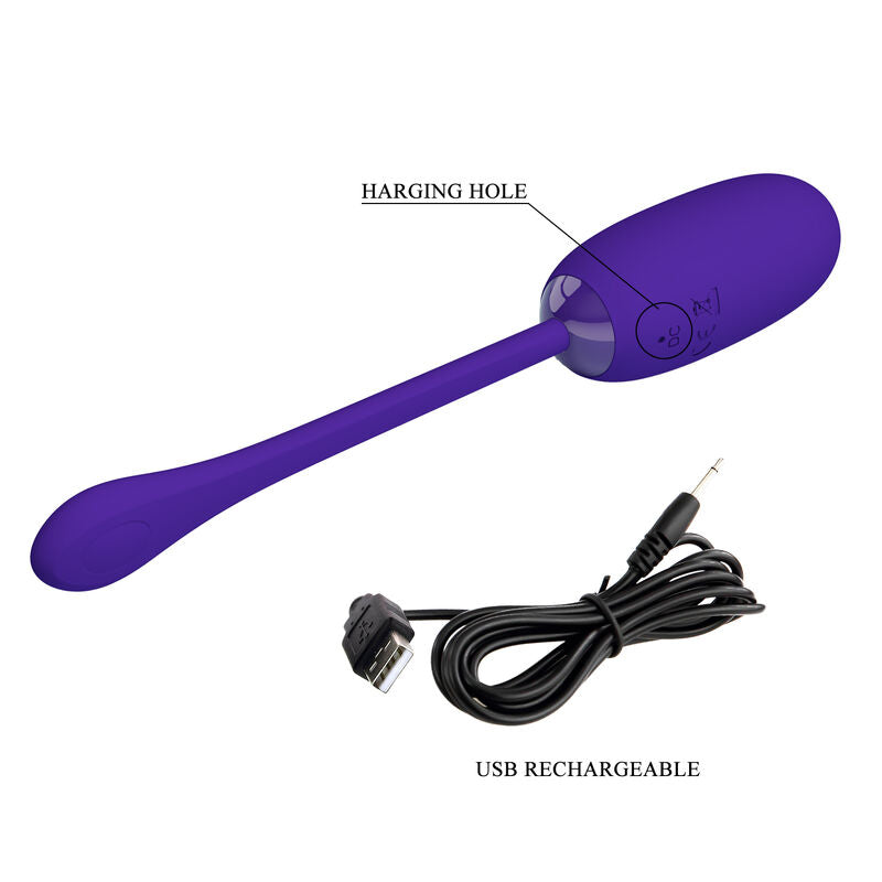Uovo vibrante ricaricabile impermeabile 12 funzioni colore viola in silicone per stimolazione precisa Pretty Love Smart
