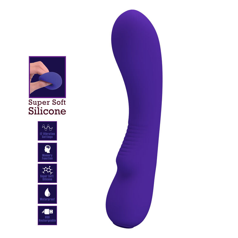 Vibratore ricaricabile silicone super morbido 12 modalità memorabile sommergibile viola Prescott Pretty Love Smart