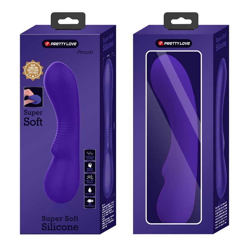Vibratore ricaricabile silicone super morbido 12 modalità memorabile sommergibile viola Prescott Pretty Love Smart