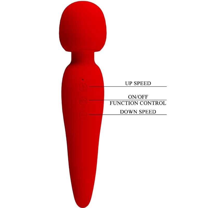 Vibratore massaggiatore wand impermeabile in silicone rosso 7 modalità vibrazione 5 velocità pretty love smart