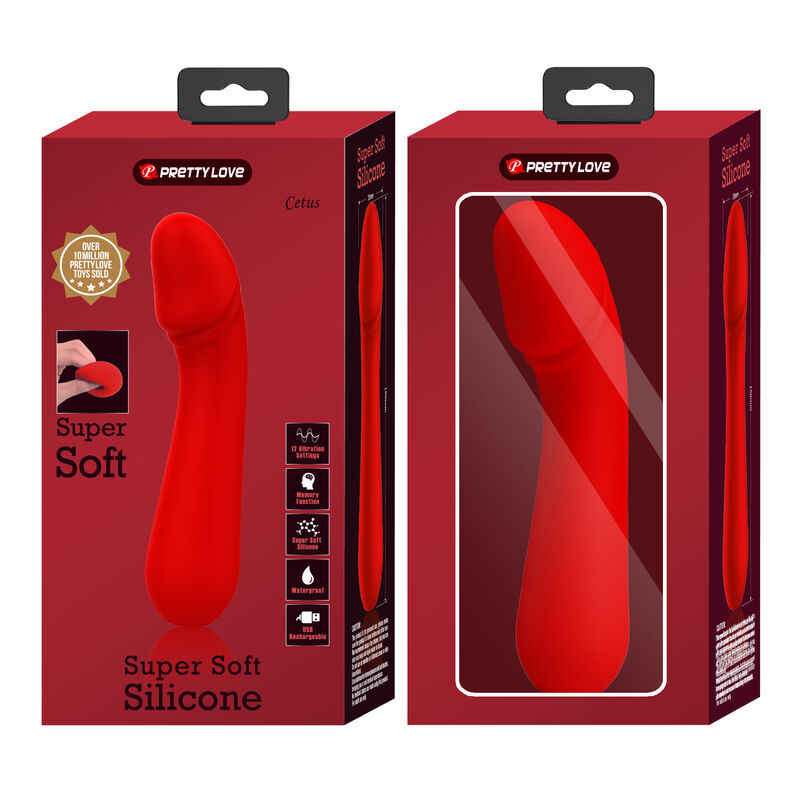 Vibratore punto G ricaricabile silicone morbido flessibile rosso 12 modalità impermeabile design curvo Pretty Love Smart