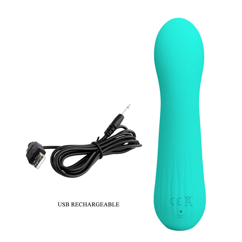 Vibratore avanzato punto G silicone morbido design curvo sommergibile 12 modalità ricaricabile USB verde Pretty Love Smart