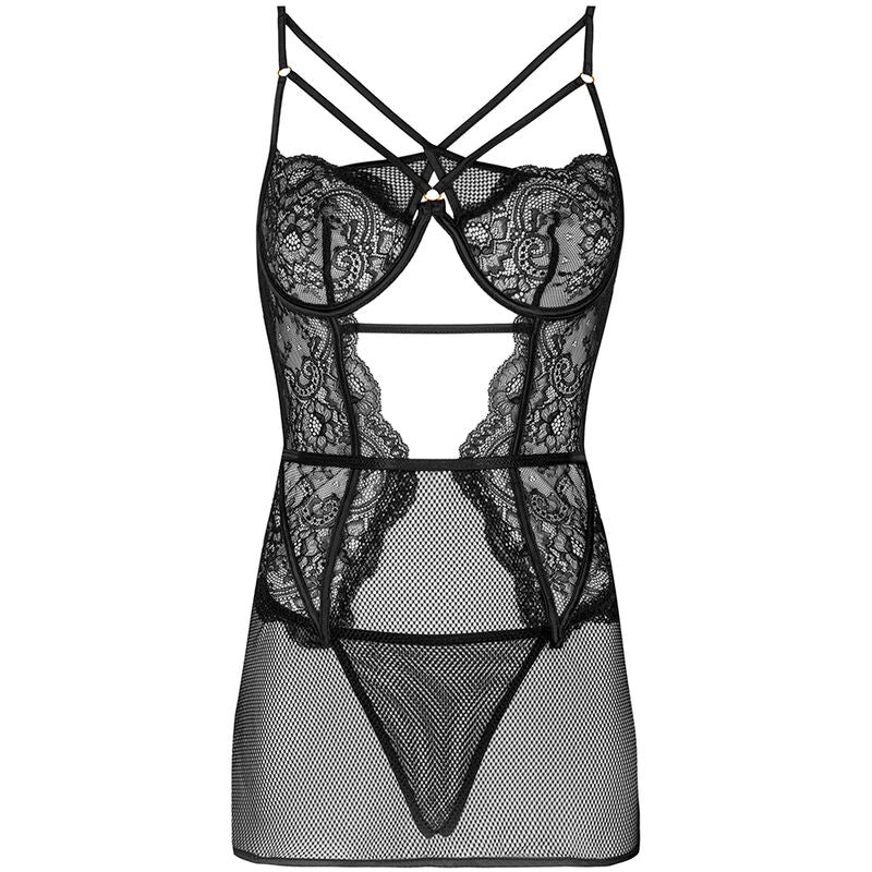 Livco Corsetti Fashion - Chemise + Slip Baririn Lc 90633 Noir