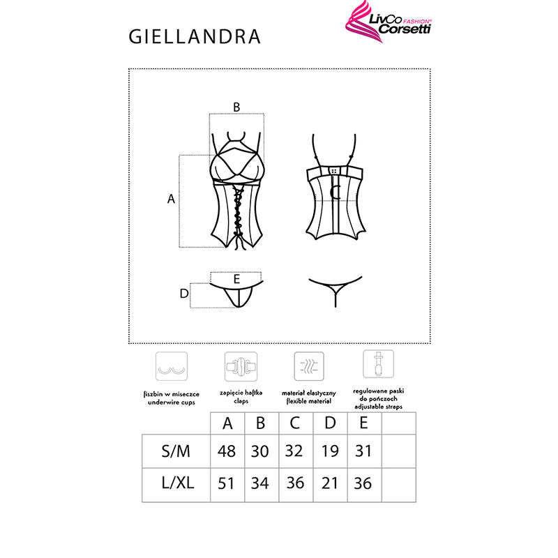 Livco Corsetti Fashion - Collection Giellandra For The Senses Corset + Panty Noir