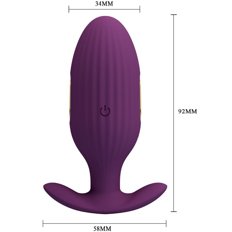 plug anale app controllato con vibrazione e scosse elettriche viola ricaricabile in silicone Pretty Love