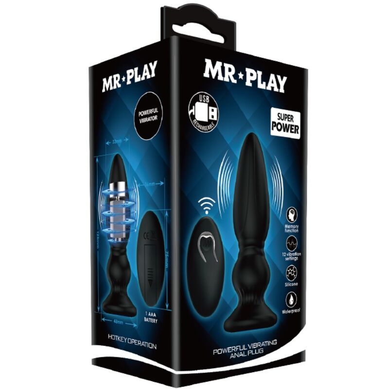 Mr Play - Vibrateur Puissant Télécommande Plug Anal Noir