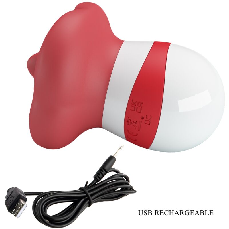 Stimolatore della lingua rosso chiaro con 10 modalità di stimolazione impermeabile ricarica USB e bocca realistica