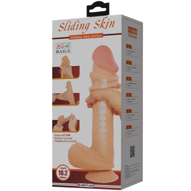 Pretty Love - Realistic Dildo Sliding Skin Series With Sliding Suction Cup Flesh Skin 26 Cm