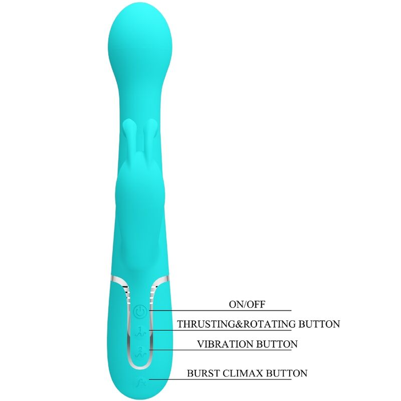 Pretty Love - Vibromasseur multifonction 3 en 1 Dejon Rabbit vert aqua
