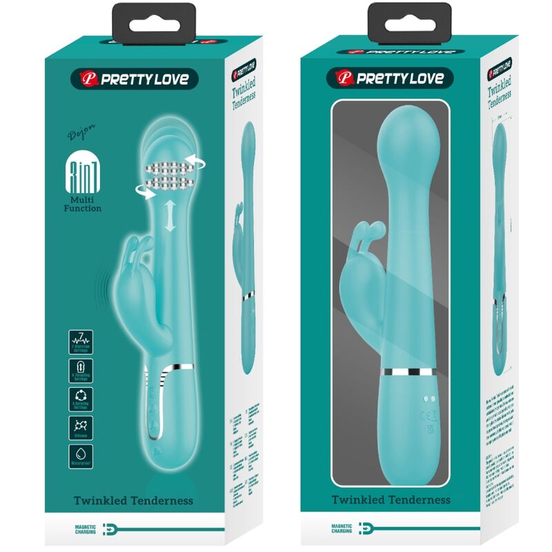 Pretty Love - Vibromasseur multifonction 3 en 1 Dejon Rabbit vert aqua