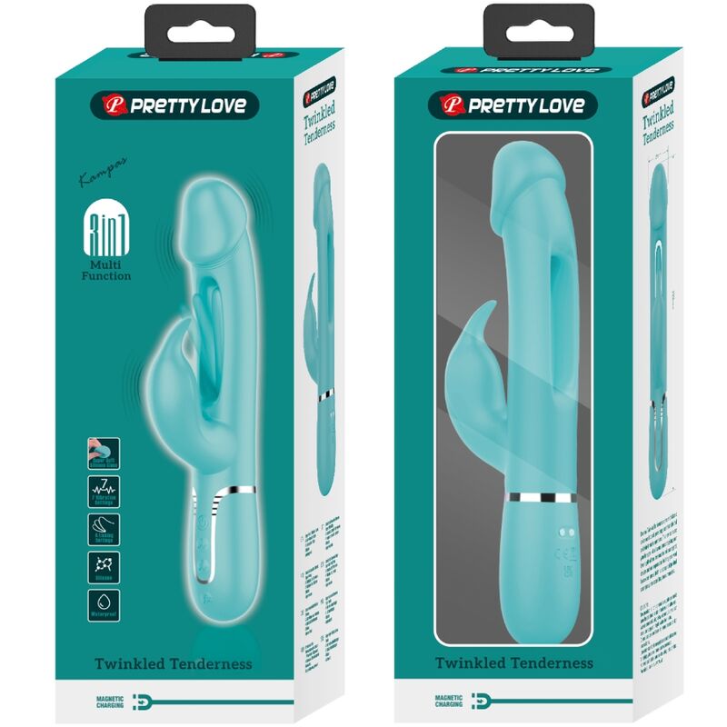 Pretty Love - Vibromasseur multifonction 3 en 1 Dejon Rabbit vert aqua