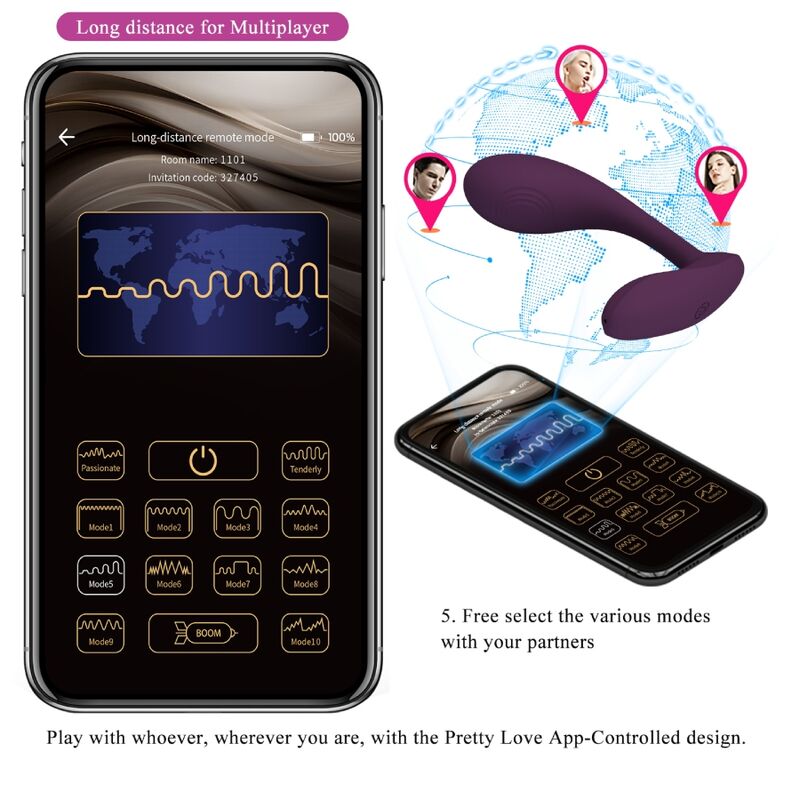 Vibratore g-spot lilac 12 vibrazioni controllo da remoto con app in silicone ricaricabile usb pretty love flirtation