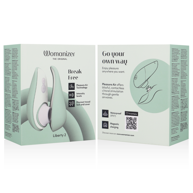 Stimolatore clitoride tecnologico con ventosa verde chiaro Liberty 2 impermeabile facile da pulire Womanizer