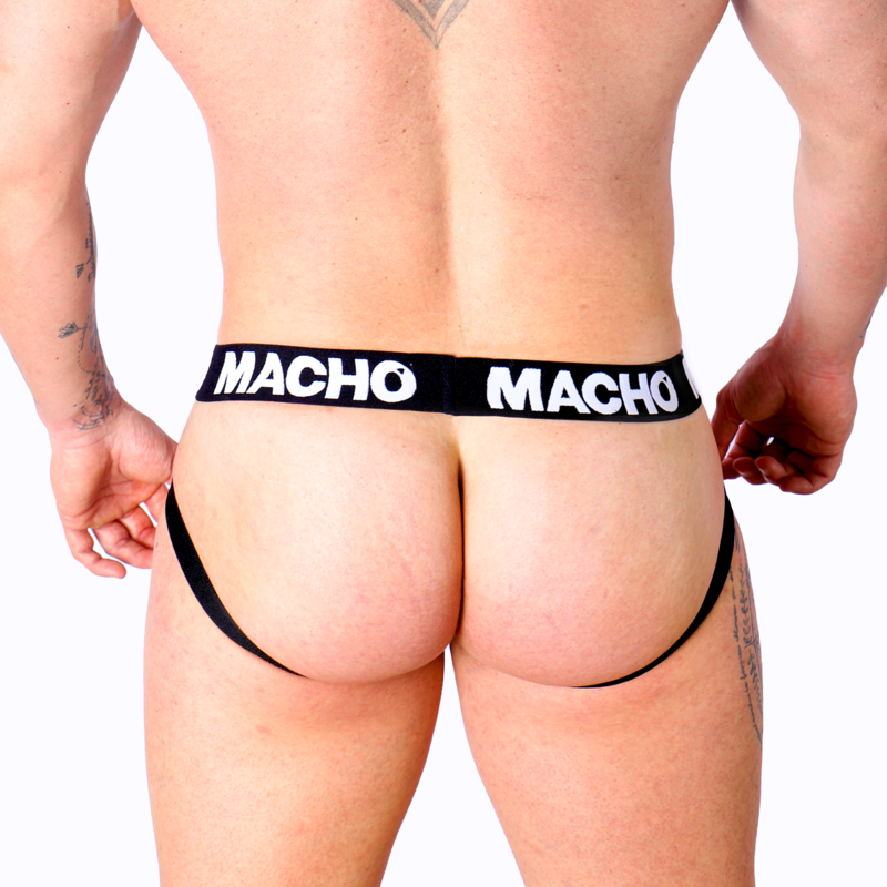 jockstrap nero similpelle elastica uomo con fascia multicolore collezione fetish 2023 taglia S Macho Underwear