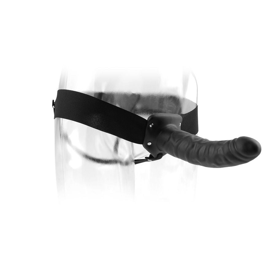 strap-on cavo nero 20 cm phthalate-free con imbracatura elastica regolabile e maschera d'amore inclusi fetish fantasy series