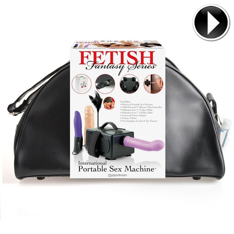 Macchina del sesso portatile per viaggi con adattatore globale e dildo intercambiabili fetish fantasy series