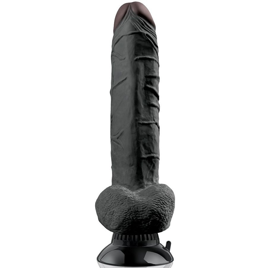 Dildo vibrante realistico nero black base a ventosa per esperienze indimenticabili con venature Real Feel Deluxe
