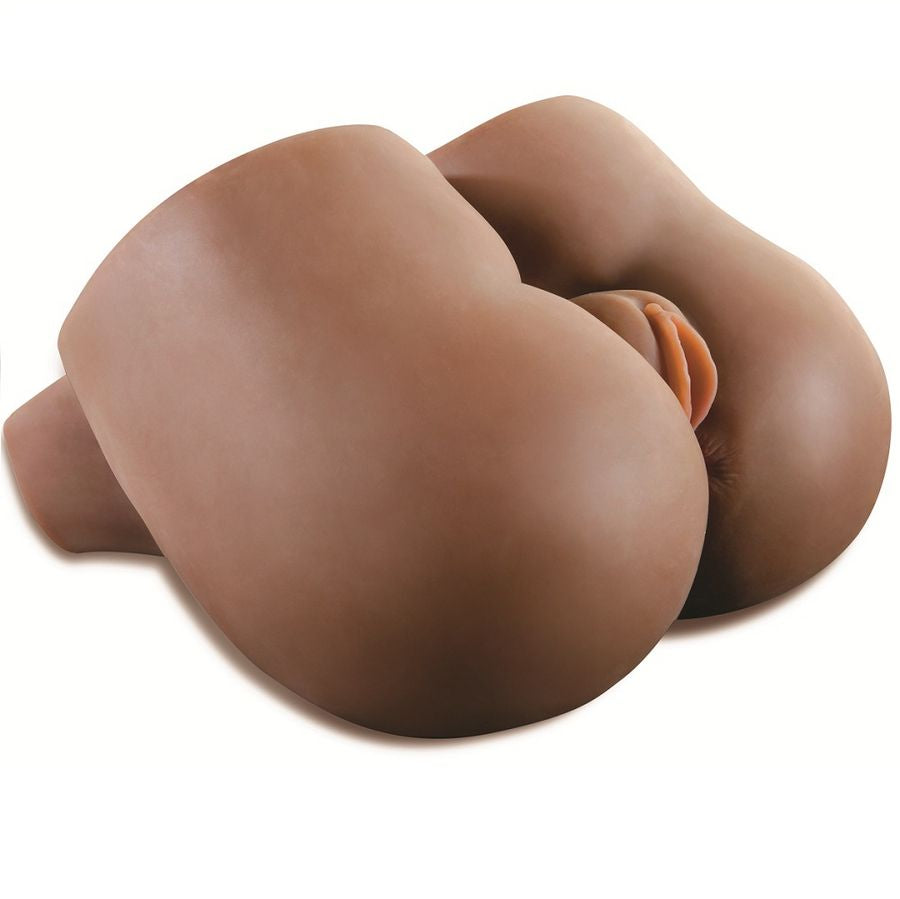 Masturbatore realistico extra large privo di falati con vagina e ano nero dal tocco autentico Extreme Toyz