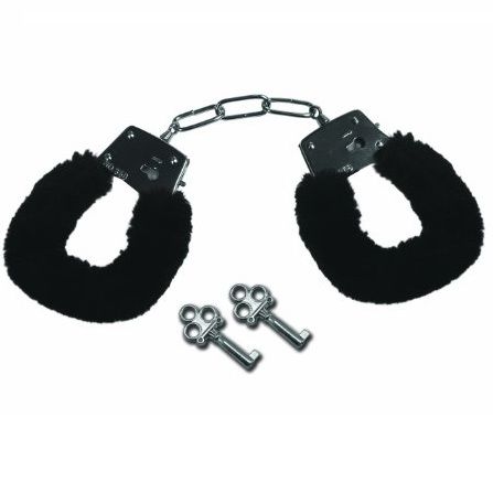 Manette in metallo rivestite con peluche nero per costrizione gioco di coppia 