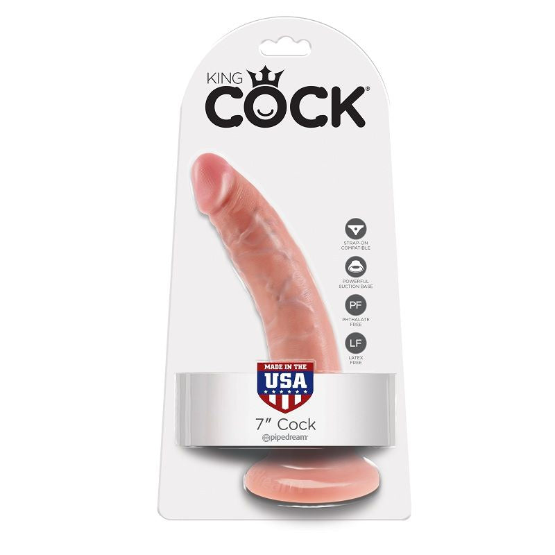 Dildo realistico 17.8 cm con venature dettagliate in gomma ipoallergenica base ventosa privo di ftalati King Cock