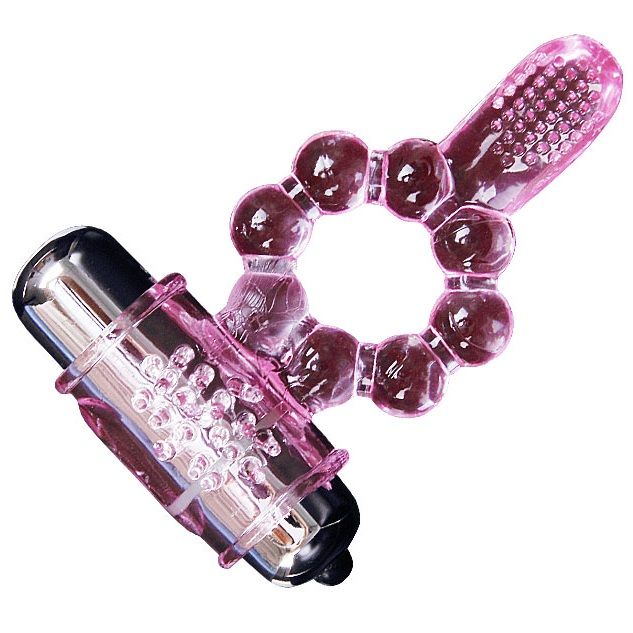 Anello fallico con vibrazione in silicone rosa doppia vibrazione stimolazione clitoride e anale 10 ritmi facile uso batterie incluse BAILE FOR HIM