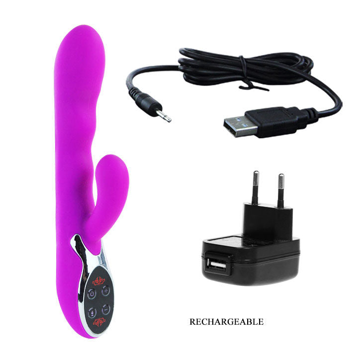 Vibratore lilla clitorideo ricaricabile con 10 funzioni di vibrazione e doppio motore in silicone Pretty Love Smart