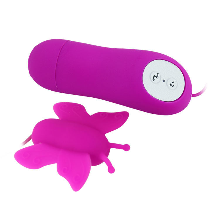 Stimolatore clitorideo a farfalla lilla telecomandato impermeabile 12 velocità morbido silicone Baile