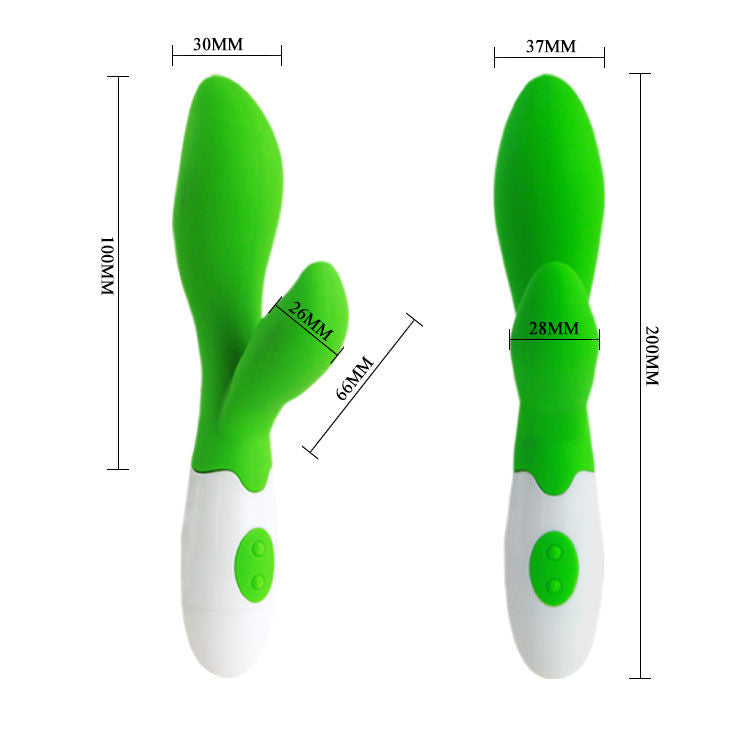 Vibratore verde bianco con 30 impulsi in silicone ergonomico per stimolazione clitoridea Pretty Love Flirtation