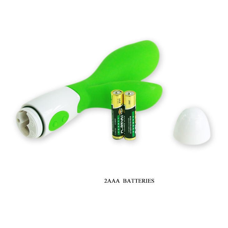 Vibratore verde bianco con 30 impulsi in silicone ergonomico per stimolazione clitoridea Pretty Love Flirtation