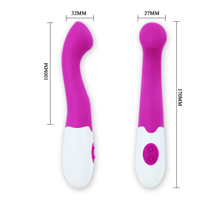 Vibratore ergonomico in silicone alta qualità 30 impulsi vibrazione colori lilla bianco 18x3 cm Pretty Love Flirtation