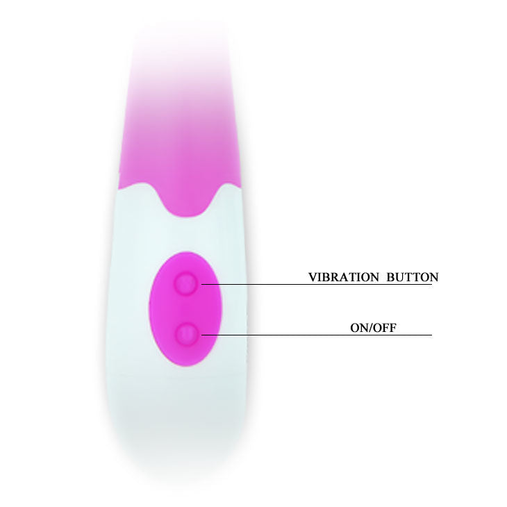 Vibratore ergonomico in silicone alta qualità 30 impulsi vibrazione colori lilla bianco 18x3 cm Pretty Love Flirtation