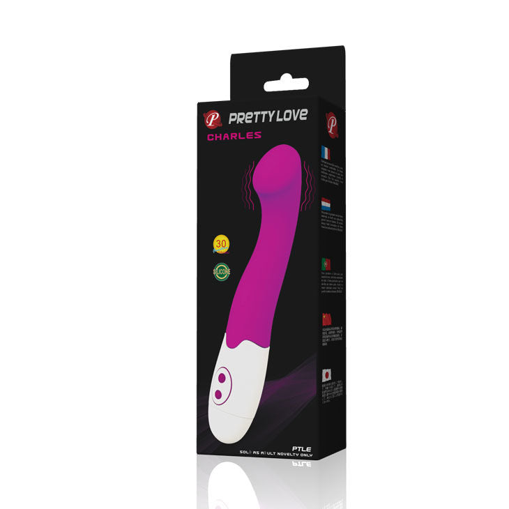 Vibratore ergonomico in silicone alta qualità 30 impulsi vibrazione colori lilla bianco 18x3 cm Pretty Love Flirtation