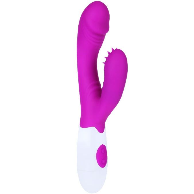 Vibratore stimolatore clitorideo lilla bianco 7 ritmi silicone 2 motori qualità superiore Pretty Love Flirtation