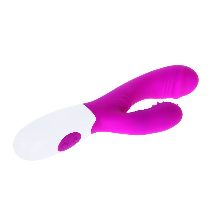 Vibratore stimolatore clitorideo lilla bianco 7 ritmi silicone 2 motori qualità superiore Pretty Love Flirtation