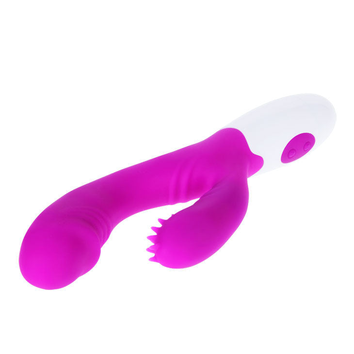 Vibratore stimolatore clitorideo lilla bianco 7 ritmi silicone 2 motori qualità superiore Pretty Love Flirtation