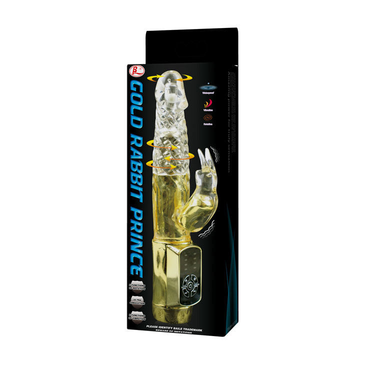 Vibratore rabbit gold prince stimolatore punto G e clitoride 12 velocità impermeabile rotante Baile Rotations