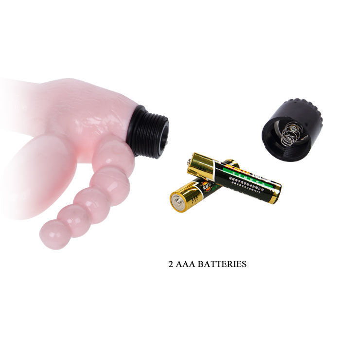 Strap-on dildo senza imbracatura per tripla penetrazione con vibrazione stimolazione anale e vaginale flessibile 25.4 cm Baile