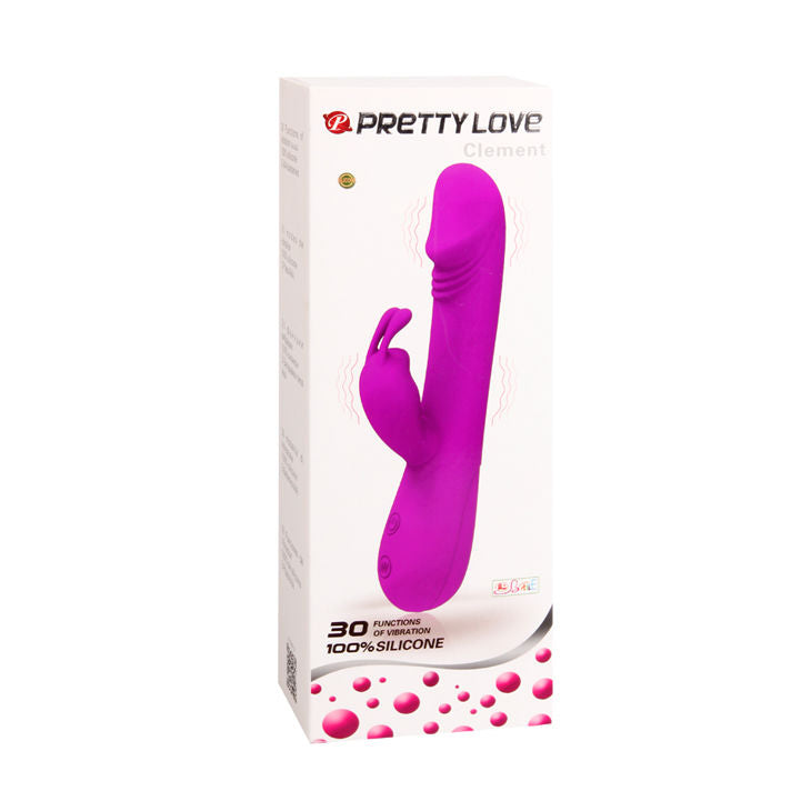 Vibratore rabbit ergonomico con stimolatore clitoride 30 funzioni 2 motori silicone morbido Clemente Pretty Love