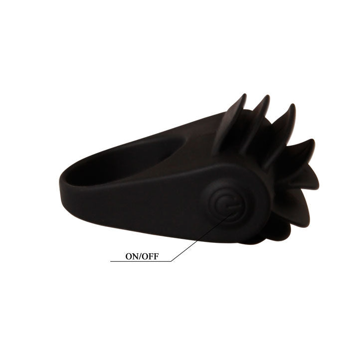 Anello fallico vibratore nero in silicone con proiettile vibrante per stimolazione clitoridea Pretty Love Male