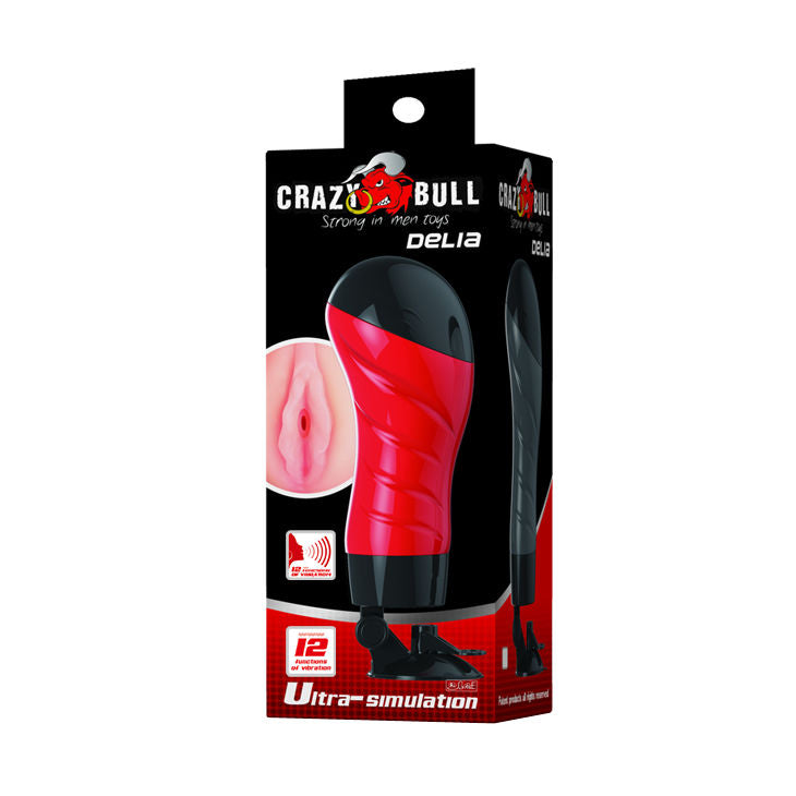 masturbatore realistico con vibratore ricaricabile 12 modalità flessibile silenzioso con aspirazione base potente crazy bull