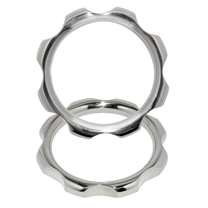 Anello fallico in acciaio inossidabile con bordi tondi spessore 8mm diametro 45mm design sagomato METAL HARD