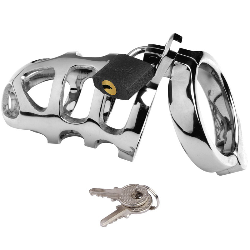 Gabbietta di castità in metallo a griglia per pene con anello metallico sottomissione costrizione con lucchetto fetish bondage 