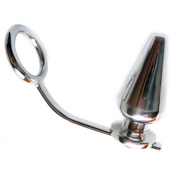 Cock Ring With Adjustable Steel Anal Plug 45X50Mm