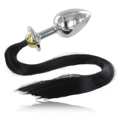 Plug anale in acciao con coda in setola pony  