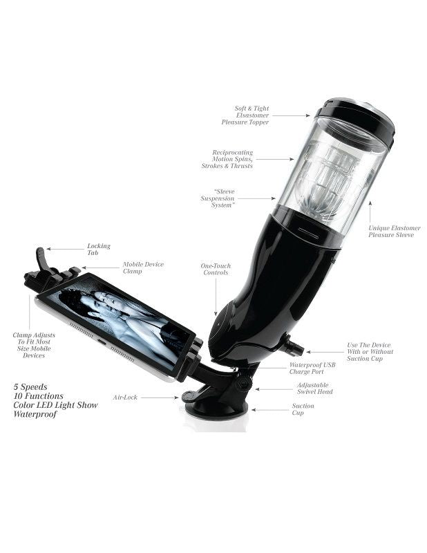 masturbatore maschile vibrante e rotante impermeabile usb mani libere bianco con 15 modalità extreme toyz
