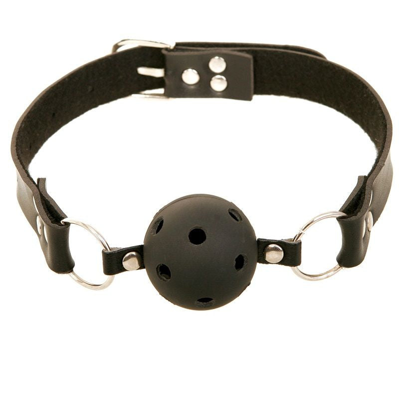 Morso bavaglio constrittivo in pelle con o ring in filo acciaio traspirante regolabile bondage 