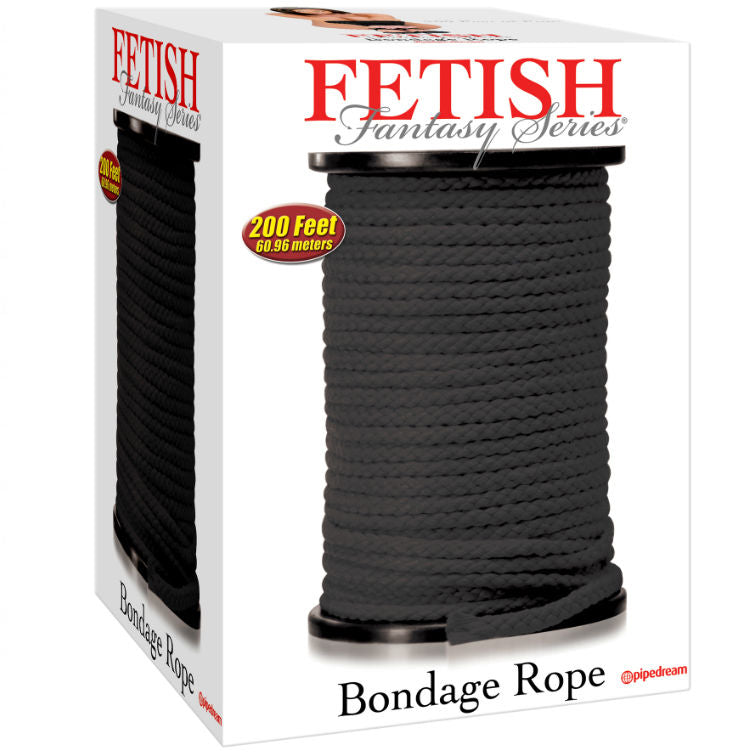 Corde per legatura bondage shibari nera in rotolo da 60 mt pipedreams