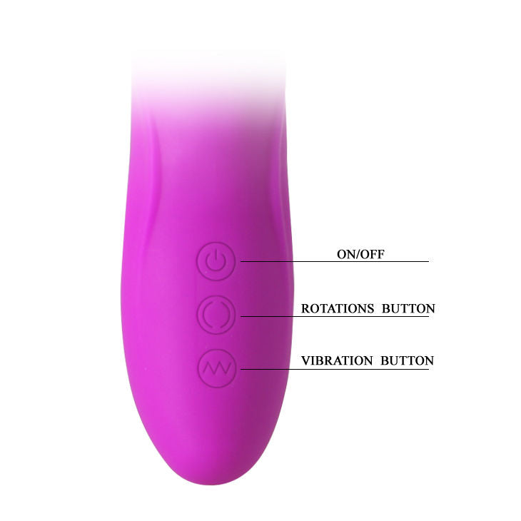 Vibratore rabbit in silicone morbido doppia azione rotante e penetrante 12 modalità 4 velocità batteria ricaricabile Pretty Love Smart