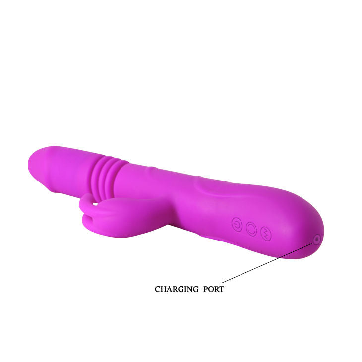 Vibratore rabbit in silicone morbido doppia azione rotante e penetrante 12 modalità 4 velocità batteria ricaricabile Pretty Love Smart
